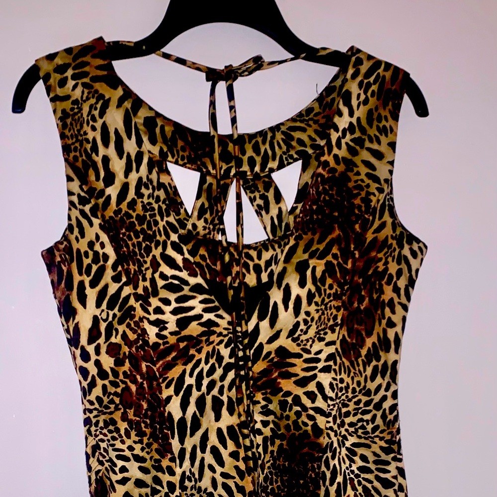 XOXO cheetah print satin midi dress